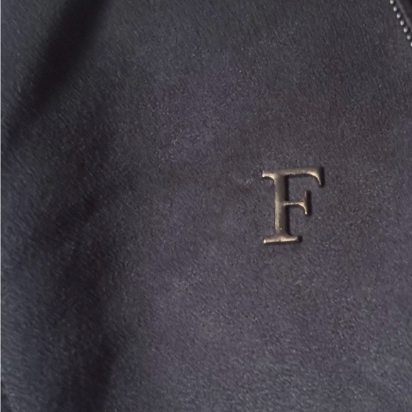 “F Collections" Jacket Size Small Blue Suede Zippered Front Long Sleeve Hooded - Picture 6 of 8